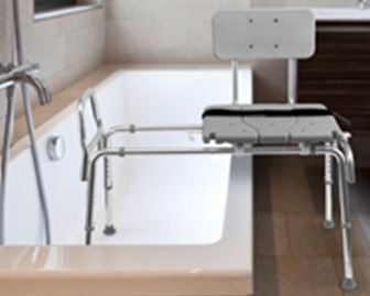 Using a sliding tub transfer bench replaces the need to weight shift along the bench. Simply slide along the track while seated.